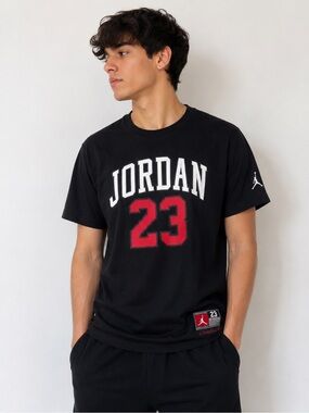 Jordan Black Short-Sleeve Tee with Red '23 and White Script